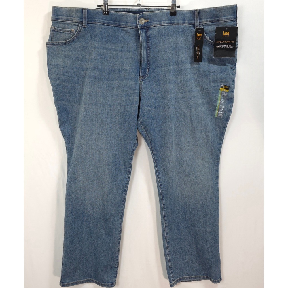 Lee Jeans Straight Leg Flex-Motion Mid Rise Blue Women 30W Petite Classic Casual